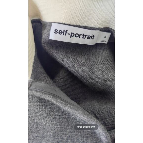 Self-Portrait Grey Crochet Flower Collared Knit Mini Dress S - Picture 10 of 10